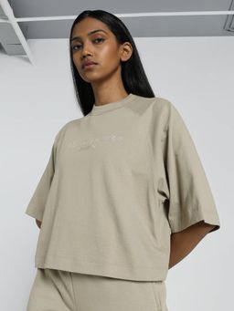 Puma - Classics Oversized Women Beige T-Shirt