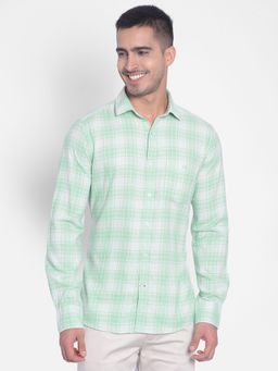 CRIMSOUNE CLUB - Men's Sea Green Checked Shirt