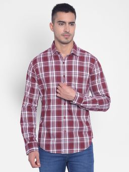 CRIMSOUNE CLUB - Men's Wine Checked Shirt