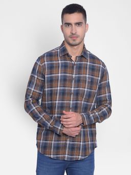 CRIMSOUNE CLUB - Men's Brown Checked Shirt