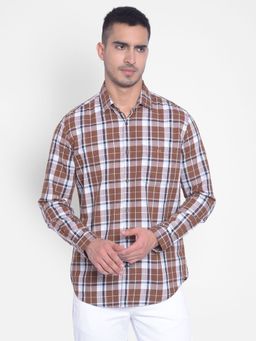 CRIMSOUNE CLUB - Men's Brown Checked Shirt