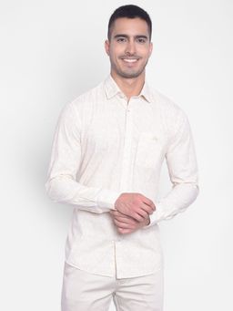 CRIMSOUNE CLUB - Men's Cream Printed Shirt