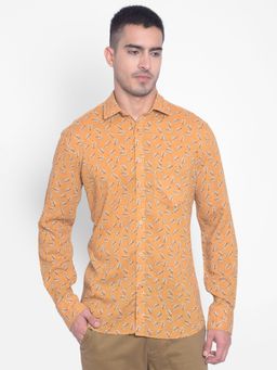 CRIMSOUNE CLUB - Men's Yellow Printed Shirt