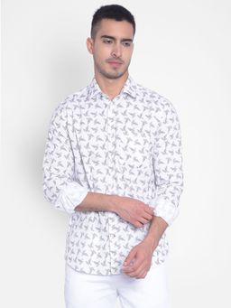 CRIMSOUNE CLUB - Men's White Printed Shirt