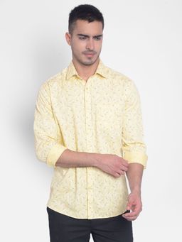 CRIMSOUNE CLUB - Men's Yellow Printed Shirt