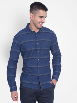 CRIMSOUNE CLUB - Men's Navy Blue Striped Shirt