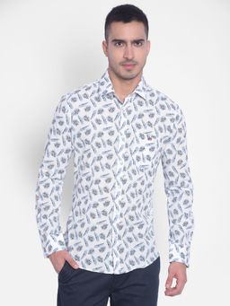 CRIMSOUNE CLUB - Men's White Printed Shirt