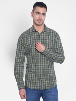 CRIMSOUNE CLUB - Men's Olive Checked Shirt
