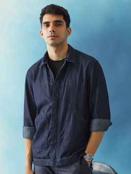 Andamen - Navy Blue Mens Regular Fit Casual Overshirt