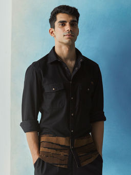 Andamen - Black Mens Regular Fit Casual Overshirt