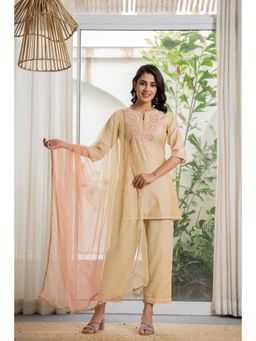 Juniper - Gold Embroidered Kurti and Pant with Dupatta (Set of 3)