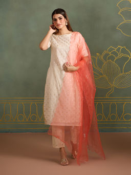 Likha - Organza Embroidered Solid Dupatta LIKDUP20