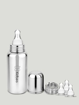 Kidbea - Infants Stainless Steel Pba Proof Feeding Bottles 250 Ml and 3 Nipple (6-12 Months)