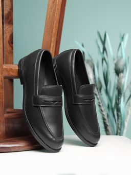 LIBERTY - Fortune MAJESTIC-2 Black Non Lacing Formal Loafers Shoes For Men