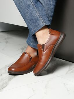 Teakwood - Men Brown Formal Slip-On Leather Shoes