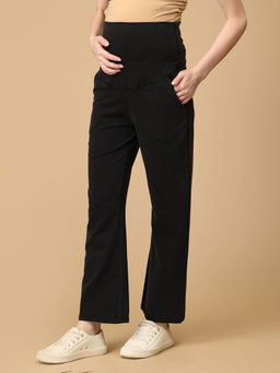The Mom Store - Black Maternity Knit Denims With Belly Support