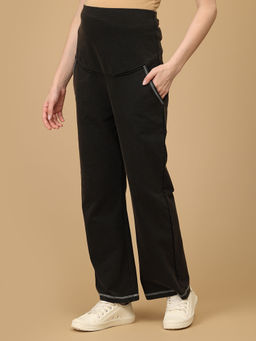 The Mom Store - Black Maternity Knit Denims With Belly Support