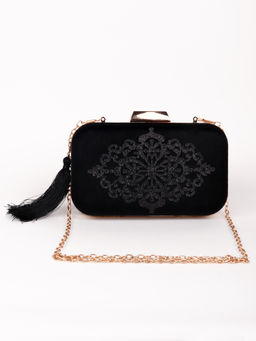 Odette - Gorgeous Crips Jet Black Oval Shaped Slingclutch Bag
