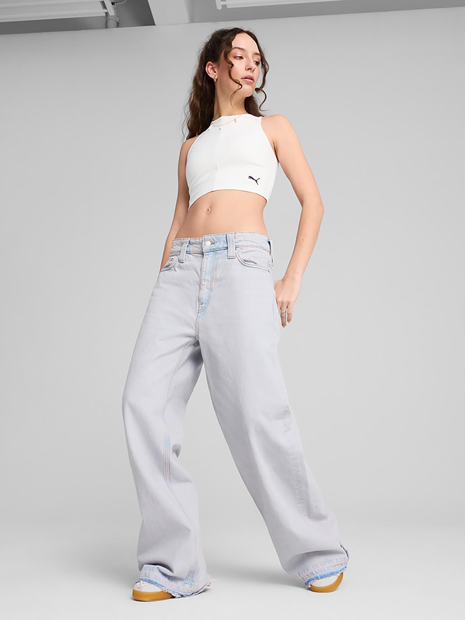 puma Womens White WARDROBE Essentials Ribbed Crop Top-picture-42