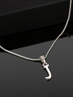 Estele - Valentine Gift - Rhodium Plated Initial J Letter Pendant for Women