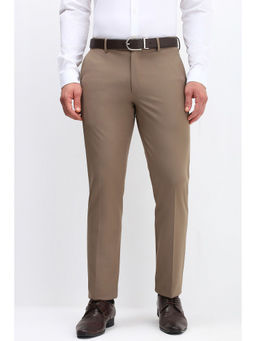 Allen Solly - Men Brown Slim Fit Textured Formal Trousers