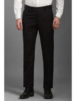 Louis Philippe - Men Brown Slim Fit Solid Flat Front Formal Trousers