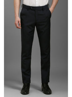 Louis Philippe - Men Black Slim Fit Check Flat Front Formal Trousers