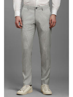 Louis Philippe - Men Grey Slim Fit Check Flat Front Casual Trousers
