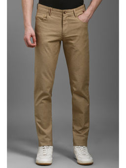 Louis Philippe - Men Brown Regular Fit Textured Flat Front Casual Trousers