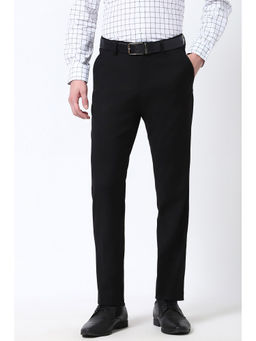 Peter England - Men Black Solid Slim Fit Formal Trousers