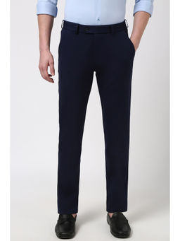 Peter England - Men Navy Solid Super Slim Fit Formal Trousers