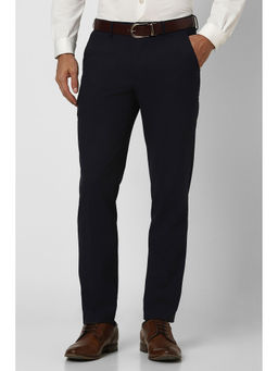 Van Heusen - Men Black Check Slim Fit Formal Trousers