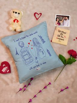 Indigifts - Valentine Gift Hamper Conjugated Fiber Cushion Combo (Set Of 6) (12X12 Inches)