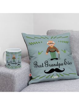 Indigifts - Best Grandpa Ever Quote Coffee Mug and Cushion (Set of 2) (12x12 inches)