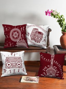 Indigifts - Cushion Cover Music Lovers Warli Art Designer Pillow, Mothers Day Gift