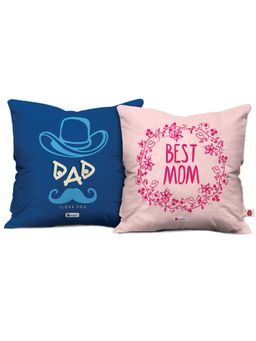 Indigifts - Parents Gift Mom and Dad I Love You Cushion Cover with Filler (Pack of 2) (12x12 inches)