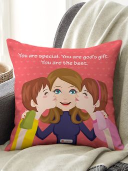 Indigifts - Printed Cushion Cover with Filler You Are The Best Print Poly and Satin (12x12 inches)