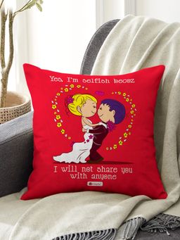 Indigifts - Printed Cushion Cover with Filler I Am Selfish Polysatin Valentine Gift
