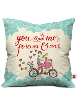Indigifts - Printed Cushion Cover with Filler You and Me Poly and Satin (12x12 inches)