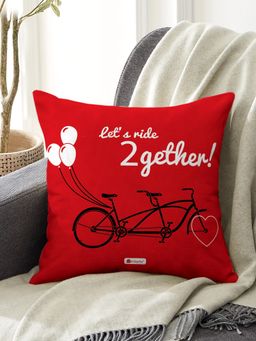 Indigifts - Printed Cushion Cover with Filler Lets Ride Together Valentine Gift