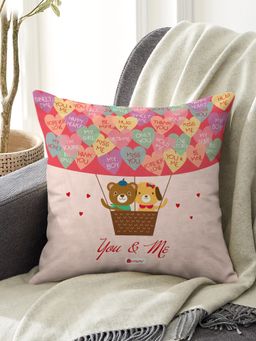Indigifts - Printed Cushion Cover with Filler Love Text Print Poly and Satin (12x12 inches)