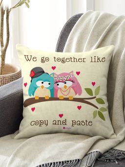 Indigifts - Printed Cushion Cover with Filler Go Together Poly Satinvalentine Gift