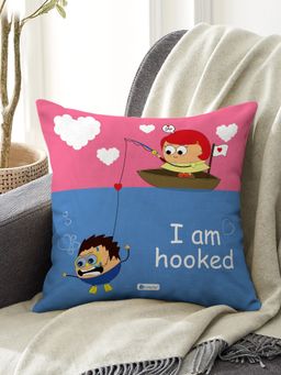 Indigifts - Printed Cushion Cover with Filler Hooked Poly Satin Valentine Gift