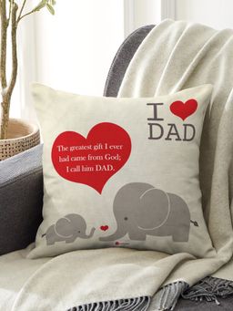 Indigifts - Printed Cushion Cover with Filler I Love Dad Poly and Satin (12x12 inches)