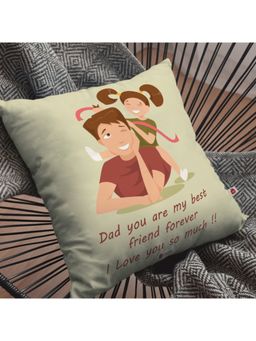 Indigifts - Gifts For Father From Daughter Love You Dad Printed Cream Cushion Cover (12x12 inches)