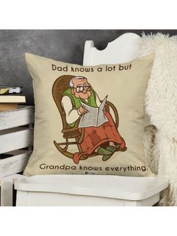 Indigifts - Grandfather Grandpa Knows Everything Quote Cushion Cover with Filler (12x12 inches)
