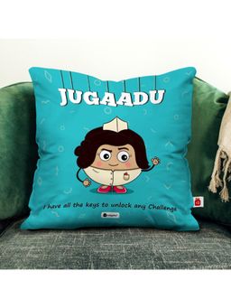 Indigifts - Best Friend Birthday Gift Jugaadu Printed Blue Cushion Cover Filler (12x12 inches)