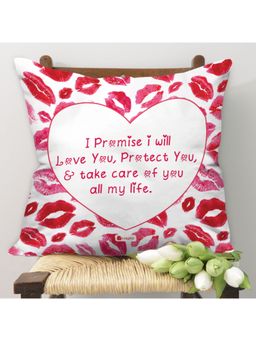 Indigifts - I Promise Quote Cushion Cover with Packed Conjugated Fiber Filler (12X12 Inches)
