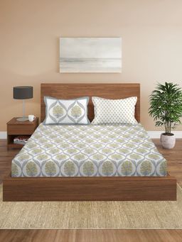 Rajasthan Decor - Floral Print Cotton King Size Bed sheet with 2 Pillow Covers