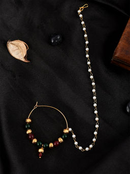 Silvermerc Designs - Gold Plated Multi Stone Bridal Nath